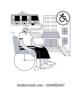 Accessible environment design abstract concept vector illustration. Disability-friendly area, smart city, barrier-free, entryway ramp, braille sign, public place and transport abstract metaphor.