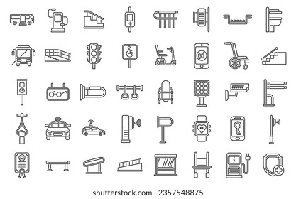 Accessible environment icons set outline vector. Free care. City access