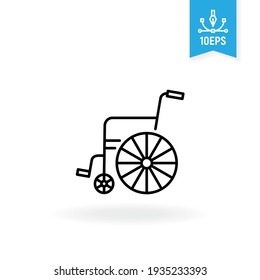 Signo de entorno accesible. Silla de ruedas, icono vectorial de transporte desactivado.