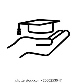 Accessible or free education icon linear logo mark in black and white