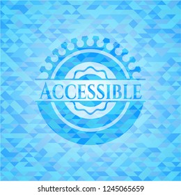 Accessible light blue emblem with mosaic background