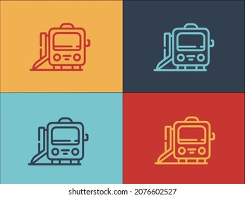 Vorlage für das Logo des Metro-Zuges, einfaches Flachbild-Symbol für U-Bahn, Bahnhof, Zug
