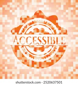 Emblema de mosaico naranja accesible con fondo 