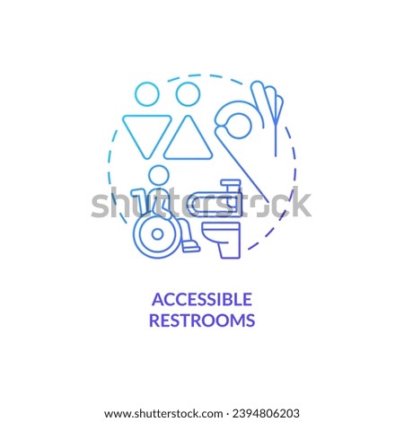 Accessible restrooms blue gradient concept icon. Grab bar. Water closet. Person with disability. Equal access. Public toilet abstract idea thin line illustration. Isolated outline drawing