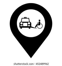 Accessible taxi vector. Pin map icon