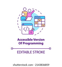 Accessible version of programming concept icon. Easy way to code. Tech macro trends abstract idea thin line illustration. Isolated outline drawing. Editable stroke. Arial, Myriad Pro-Bold fonts used