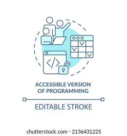 Accessible version of programming turquoise concept icon. Tech macro trends abstract idea thin line illustration. Isolated outline drawing. Editable stroke. Arial, Myriad Pro-Bold fonts used