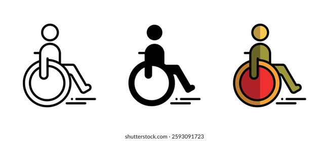 Accessible Wheelchair Icon Set in Three Variations
