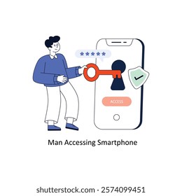 Accessing Smartphone  Flat Style Design Vector illustration. Stock illustration