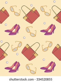 accessoeies seamless pattern shoes and bag