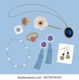 Accessories with antique parts watercolor