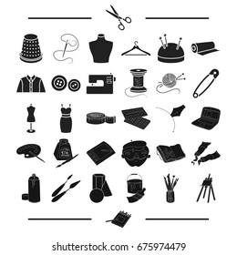 accessories, atelier, repair and other web icon in black style. tools, technique, textiles, icons in set collection.