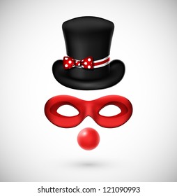 Accessories a clown (hat, mask and, red nose). Eps 10