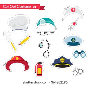 accessories for different professions. costumes for parties and photobooth