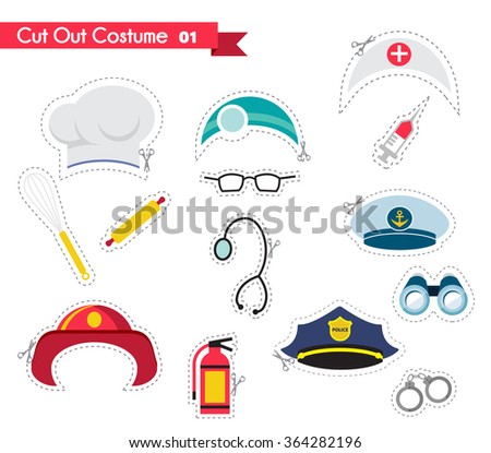 accessories for different professions. costumes for parties and photobooth