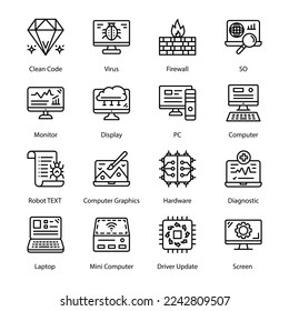 Accessories, Flexible Display, Tablet, Gadgets, Horizontally, Upright, Mobile Phone, Smart Phone, Watches, Fitness Bracelet,Television, Smart TV, Headphones, Music, Outline Icons - Stroked, Vectors