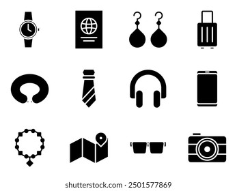 accessories and gadget for travel icon symbol vector template collection