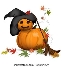 Accessories for Halloween. Beautiful vector pumpkin. The background is white