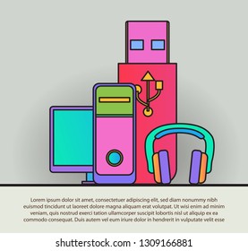 accessories for home computer games vector icon with black stroke