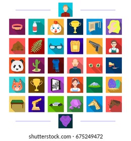 accessories, hygiene, textiles and other web icon in flat style.head, animal, achievements, icons in set collection.