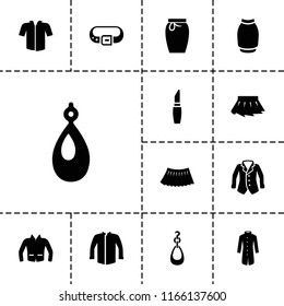 Accessories icon. collection of 13 accessories filled icons such as lipstick, earring, jacket, skirt. editable accessories icons for web and mobile.