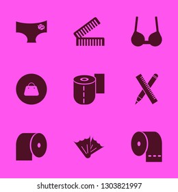 accessories icon set with flippers, combs and panties rose vector illustration