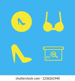 accessories icon. accessories vector icons set square barcode box, women shoes and brassiere
