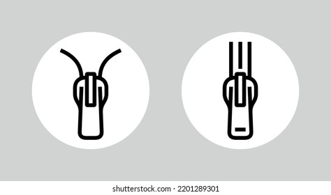 Accessories icon, zipper for clothes. Pictogram for web or marketplace, clothing category. Isolated vector illustration on a white background.