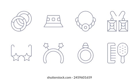 Accessories icons. Editable stroke. Containing glasses, bangles, hat, headband, accessory, ring, jewelry, comb.