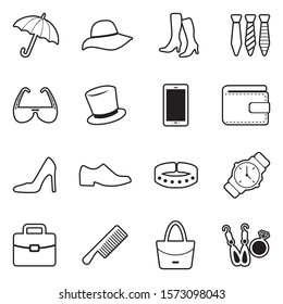 Accessories Icons. Line With Fill Design. Vector Illustration.