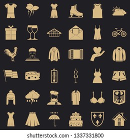 Accessories icons set. Simple style of 36 accessories vector icons for web for any design