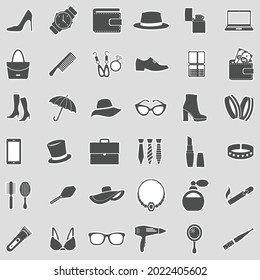 Accessories Icons. Sticker Design. Vector Illustration.