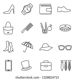 Accessories Icons. Thin Line Design. Vector Illustration.
