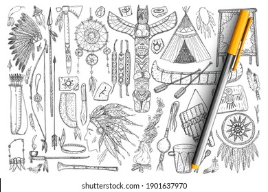 Accessories if Indians doodle set