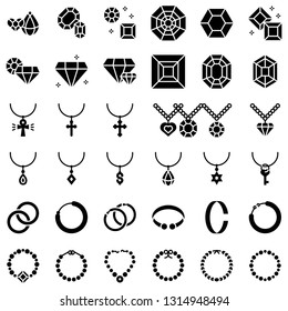 Accessories and Jewelry vector icon set, solid design