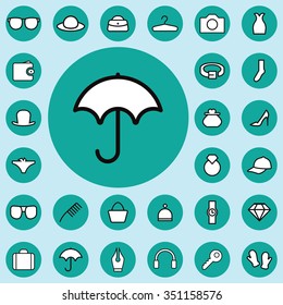 accessories outline, thin, flat, digital icon set for web and mobile