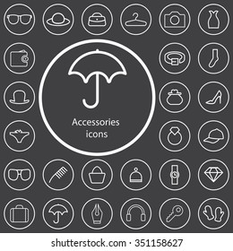 accessories outline, thin, flat, digital icon set for web and mobile