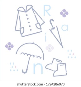 Accessories related to rain. Vector image.