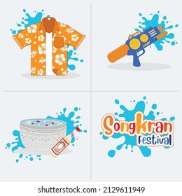 Accessories Shirt, Water Gun, Bowl For Songkran Festival To Thailand