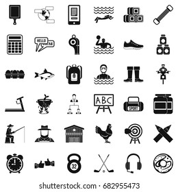 Accessories for sport icons set. Simple style of 36 accessories for sport vector icons for web isolated on white background