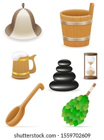 accessories for steam bath or sauna vector illustration isolated on white background
