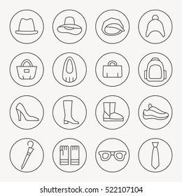 Accessories thin line icon set