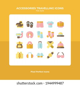 Accesorios Diseño de vectores de iconos de viaje 