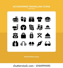 Accesorios Diseño de vectores de iconos de viaje 