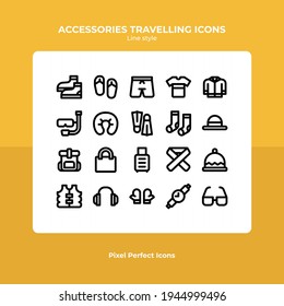 Accessories Travelling Icon Pack Vector Design 