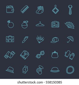 accessories vector outline icons set. Fashion and beauty