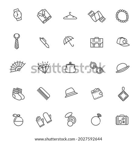 accessories vector outline icons set. Fashion and beauty