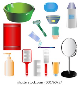 accessories for washing. Icon set