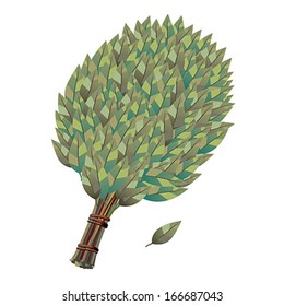 accessory for bathhouse, eucalyptus  broom illustration