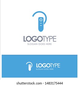 Accessory, Bluetooth, Ear, Headphone, Headset Blue Solid Logo with place for tagline